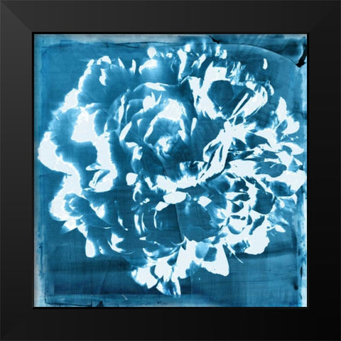Indigo Floret I Black Modern Wood Framed Art Print by Theodosiou, Matina