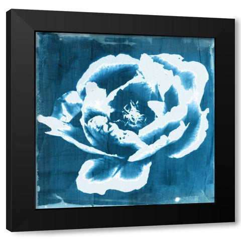 Indigo Floret II Black Modern Wood Framed Art Print by Theodosiou, Matina