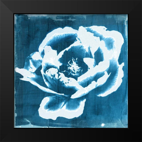 Indigo Floret II Black Modern Wood Framed Art Print by Theodosiou, Matina