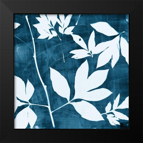 Indigo Leaf I Black Modern Wood Framed Art Print by Theodosiou, Matina
