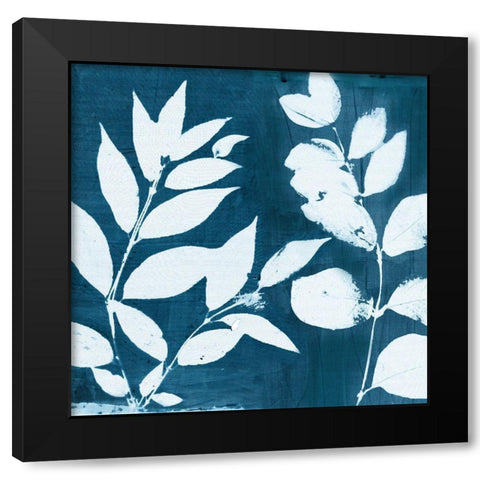 Indigo Leaf II  Black Modern Wood Framed Art Print with Double Matting by Theodosiou, Matina