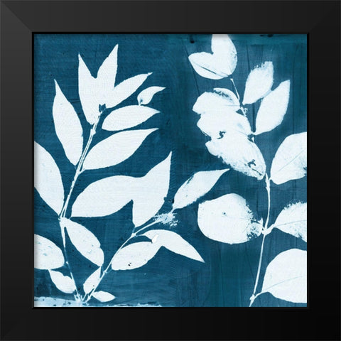 Indigo Leaf II  Black Modern Wood Framed Art Print by Theodosiou, Matina