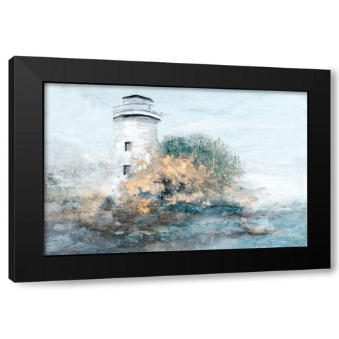 Golden Lighthouse Black Modern Wood Framed Art Print by Theodosiou, Matina