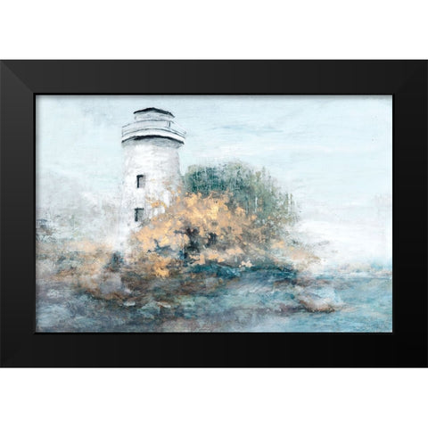 Golden Lighthouse Black Modern Wood Framed Art Print by Theodosiou, Matina