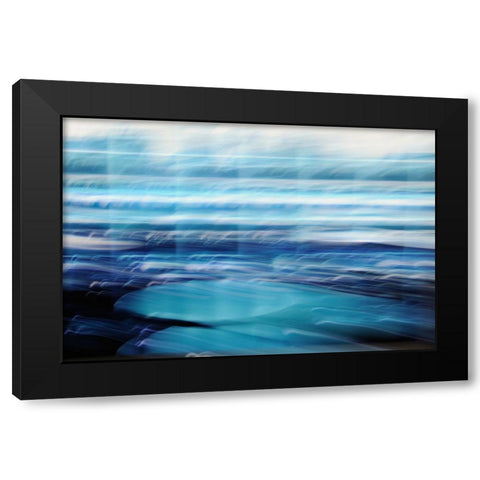 Blue Glide Black Modern Wood Framed Art Print with Double Matting by Trimmel, Petra