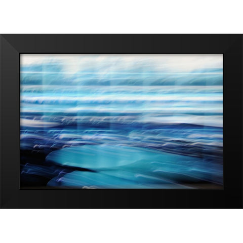 Blue Glide Black Modern Wood Framed Art Print by Trimmel, Petra