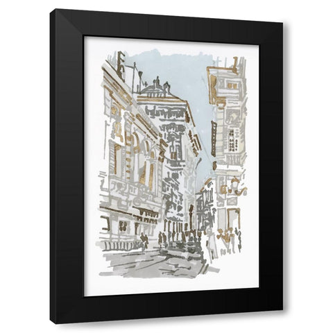 Via del Corso Black Modern Wood Framed Art Print with Double Matting by Stellar Design Studio