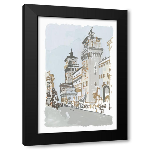 Via Roma Black Modern Wood Framed Art Print with Double Matting by Stellar Design Studio