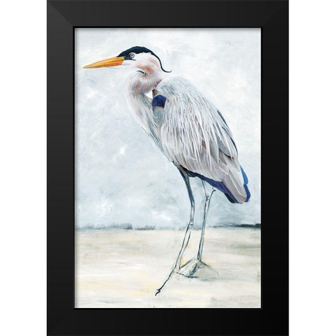 Beach Blue Heron I  Black Modern Wood Framed Art Print by Stellar Design Studio