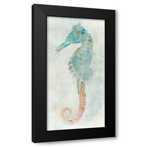 Blue Seahorse I  Black Modern Wood Framed Art Print with Double Matting by Stellar Design Studio