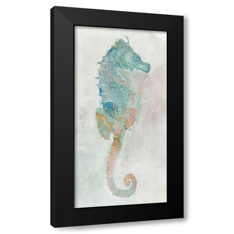 Blue Seahorse II Black Modern Wood Framed Art Print with Double Matting by Stellar Design Studio