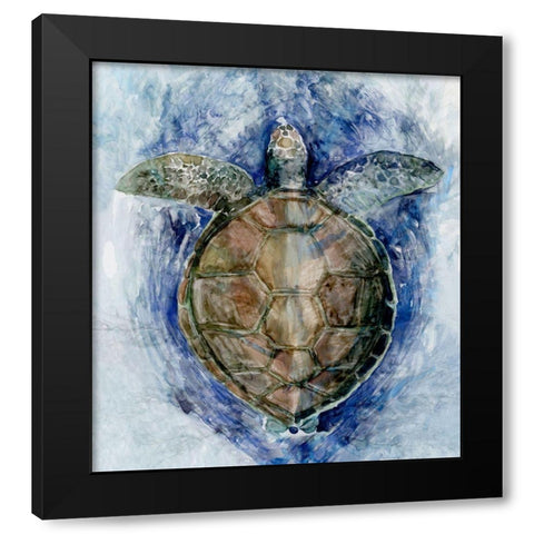 Swimming Sea TurtleÂ  Black Modern Wood Framed Art Print with Double Matting by Stellar Design Studio