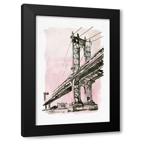 New York Bridge II   Black Modern Wood Framed Art Print with Double Matting by Stellar Design Studio