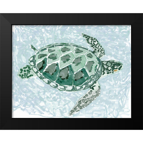 Green Turtle I Black Modern Wood Framed Art Print by Stellar Design Studio