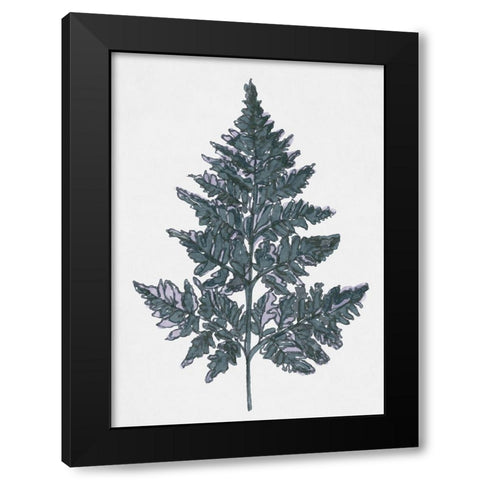 Blue Botanical Leaf I Black Modern Wood Framed Art Print by Stellar Design Studio