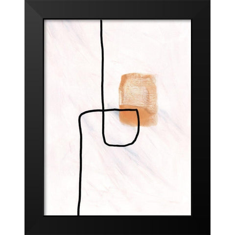 Textured Line Gold I Black Modern Wood Framed Art Print by J:L Design