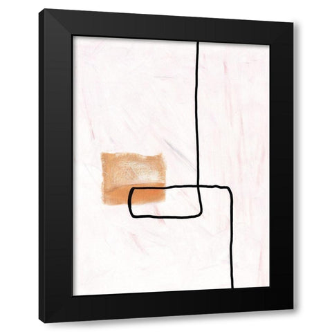 Textured Line Gold II Black Modern Wood Framed Art Print with Double Matting by J:L Design