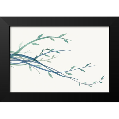Green vine Branches I  Black Modern Wood Framed Art Print by J:L Design