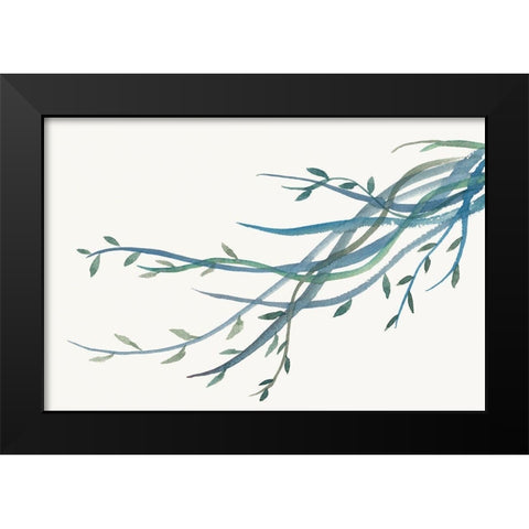 Green vine Branches II Black Modern Wood Framed Art Print by J:L Design