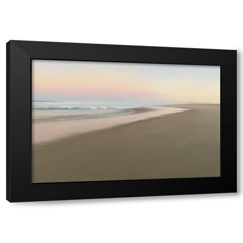 Soft Beach Embrace  Black Modern Wood Framed Art Print by J:L Design