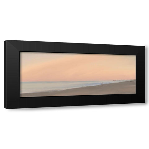 Sunset Beach Embrace  Black Modern Wood Framed Art Print by J:L Design