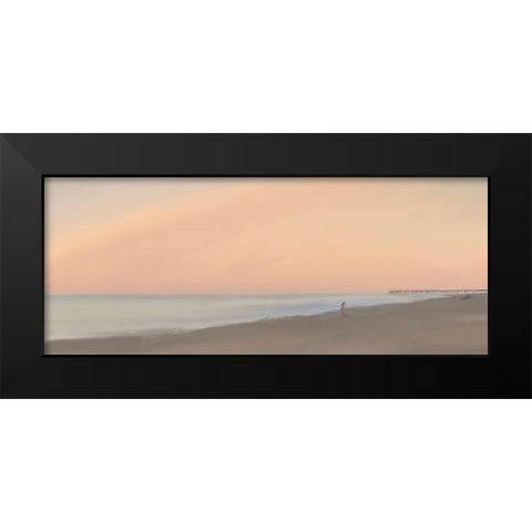 Sunset Beach Embrace  Black Modern Wood Framed Art Print by J:L Design