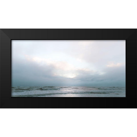 Sun Glow Beach Reflections  Black Modern Wood Framed Art Print by J:L Design