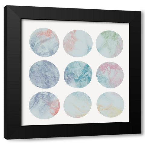 Pastel Dipped Circles I  Black Modern Wood Framed Art Print with Double Matting by J:L Design