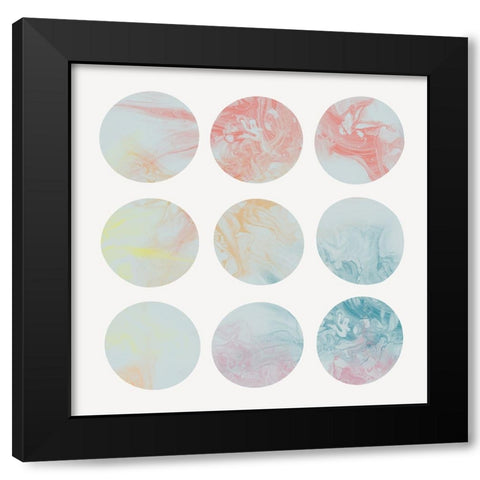 Pastel Dipped Circles II Black Modern Wood Framed Art Print by J:L Design