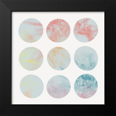 Pastel Dipped Circles II Black Modern Wood Framed Art Print by J:L Design
