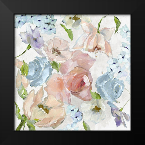 Navy Floral Neutral Version  Black Modern Wood Framed Art Print by Pepe, Susan