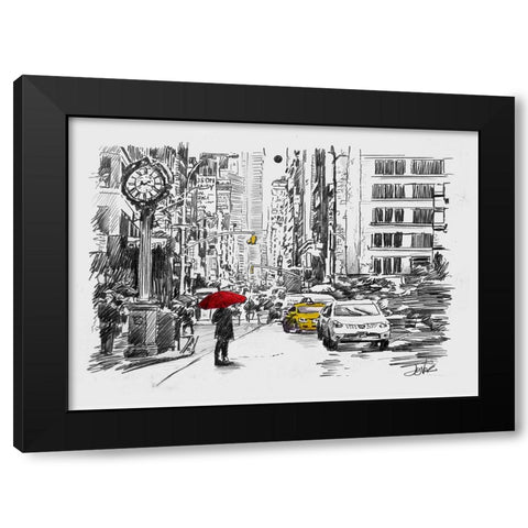 One Day of the City Black Modern Wood Framed Art Print with Double Matting by Jover, Loui