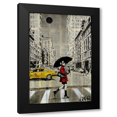 Red Coat Black Modern Wood Framed Art Print by Jover, Loui