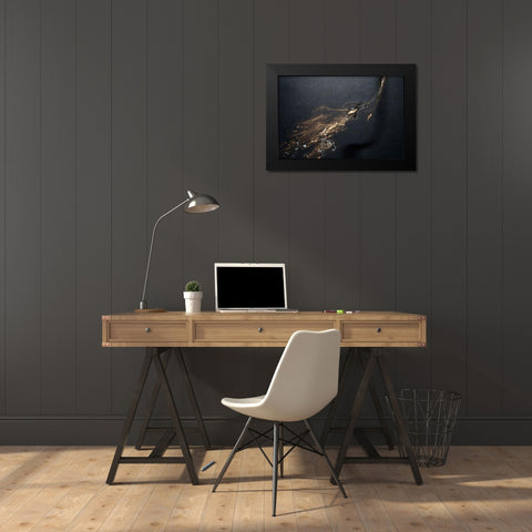 Gold Water Bubble Black Modern Wood Framed Art Print by Stahl, David