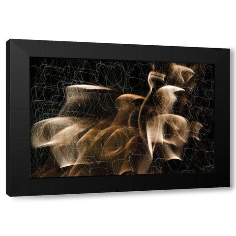Gold Chiffon Squiggly Black Modern Wood Framed Art Print by Stahl, David
