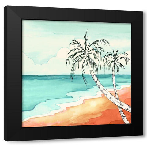 Tropical Beach  Black Modern Wood Framed Art Print by Mavis, Luna