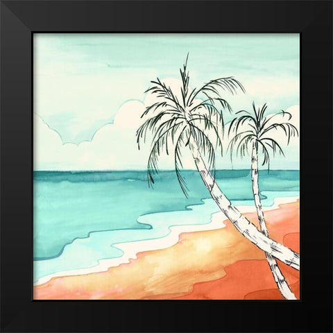 Tropical Beach  Black Modern Wood Framed Art Print by Mavis, Luna