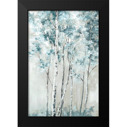 Blue Birch Forest  Black Modern Wood Framed Art Print by Mavis, Luna