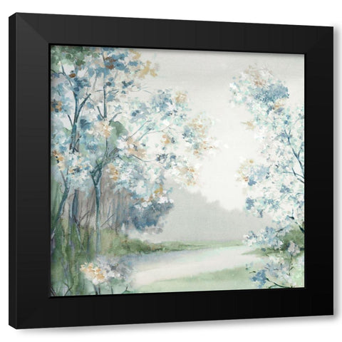 Lighten Blue Forest  Black Modern Wood Framed Art Print with Double Matting by Mavis, Luna