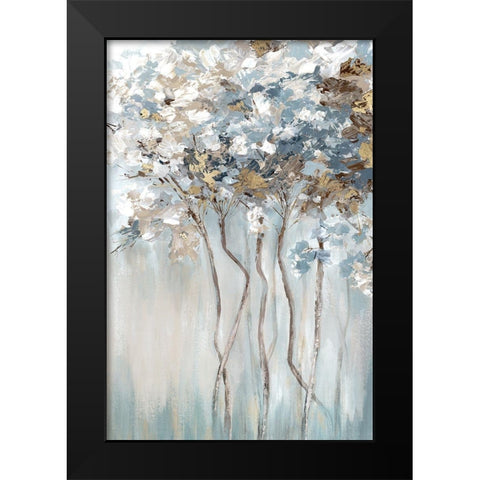Golden Blue Forest  Black Modern Wood Framed Art Print by Mavis, Luna