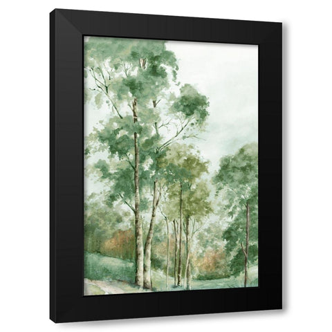 Green Woodlands  Black Modern Wood Framed Art Print by Mavis, Luna