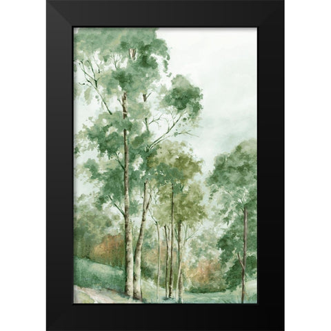 Green Woodlands  Black Modern Wood Framed Art Print by Mavis, Luna