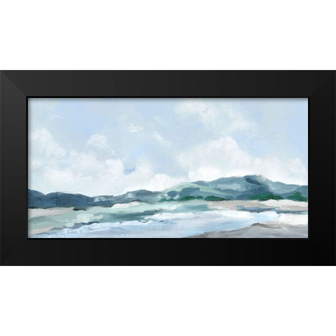 Blue Mountains Black Modern Wood Framed Art Print by Mavis, Luna