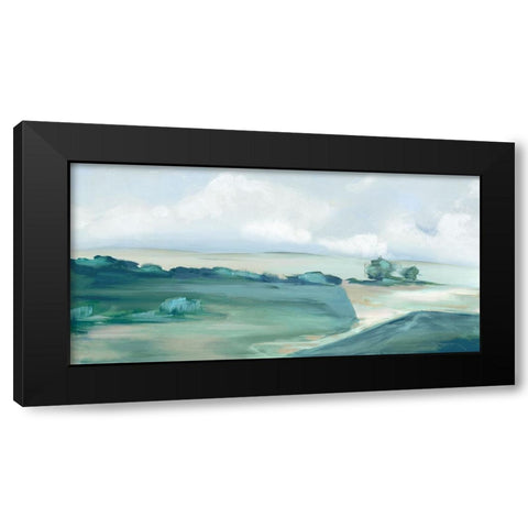 Calming Green Black Modern Wood Framed Art Print by Mavis, Luna