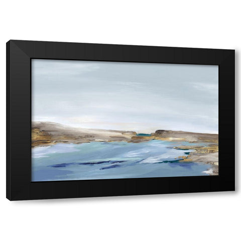 Blue Coastal View Black Modern Wood Framed Art Print by Mavis, Luna