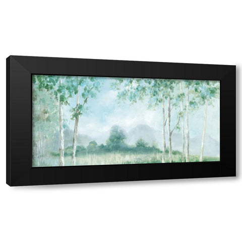 Silver Birch Lake Black Modern Wood Framed Art Print by Mavis, Luna