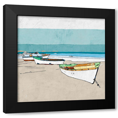 Lined Up Black Modern Wood Framed Art Print with Double Matting by Cacho, E.L.