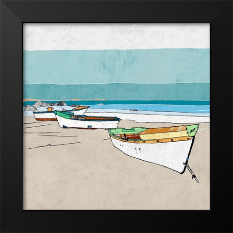 Lined Up Black Modern Wood Framed Art Print by Cacho, E.L.