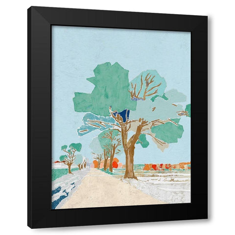 Calm and Pure Black Modern Wood Framed Art Print by Cacho, E.L.