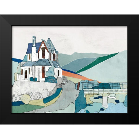 Green Hills Poem Black Modern Wood Framed Art Print by Cacho, E.L.